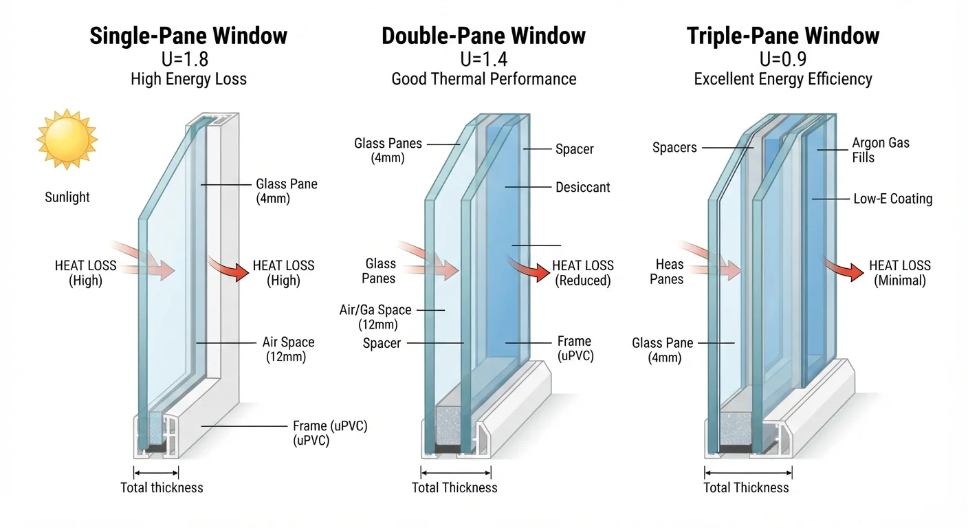 Single-Pane vs. Double-Pane vs. Triple-Pane: How Glazing Affects Your Total Bill
